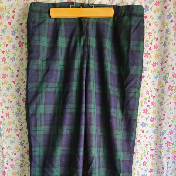 Vintage Pendleton Plaid Wool Pants Size 12 Green and Blue - Picture 2 of 7